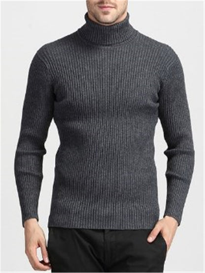 LONGBIDA Sweater Men Solid Color Turtleneck Pull Undercoat Fashion Clothes