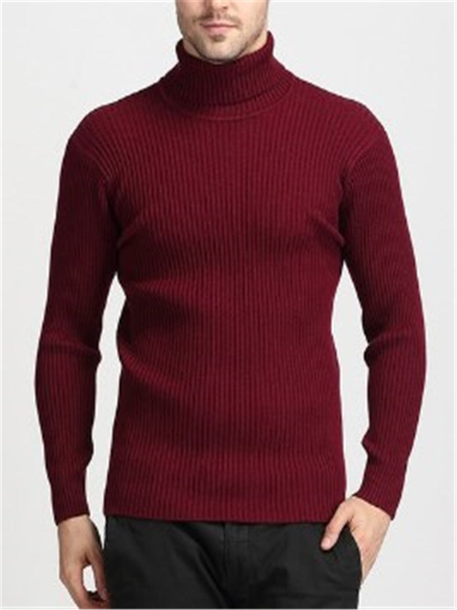 LONGBIDA Sweater Men Solid Color Turtleneck Pull Undercoat Fashion Clothes