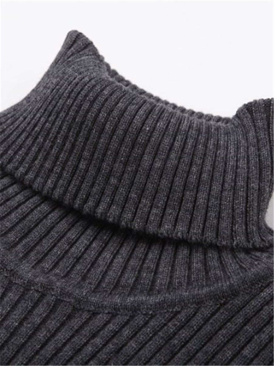 LONGBIDA Sweater Men Solid Color Turtleneck Pull Undercoat Fashion Clothes