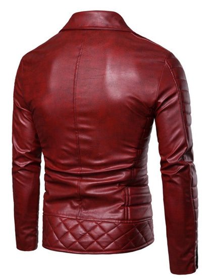 LONGBIDA Mens Cool Motorcycle Jackets Mens Slim Faux Leather Zipper Coats