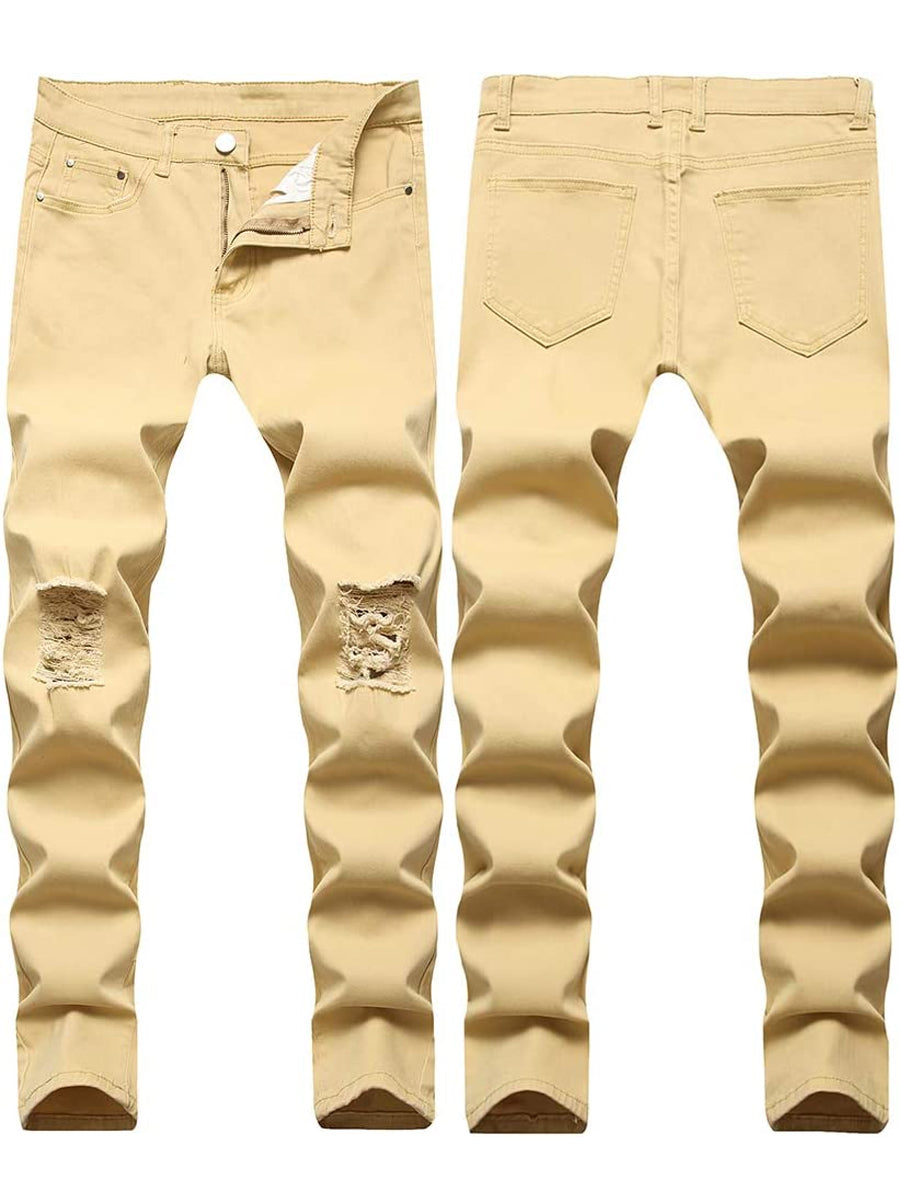 Mens Casual Denim Skinny Ripped Pants Distressed Slim Fit Jeans Trousers  Street | eBay