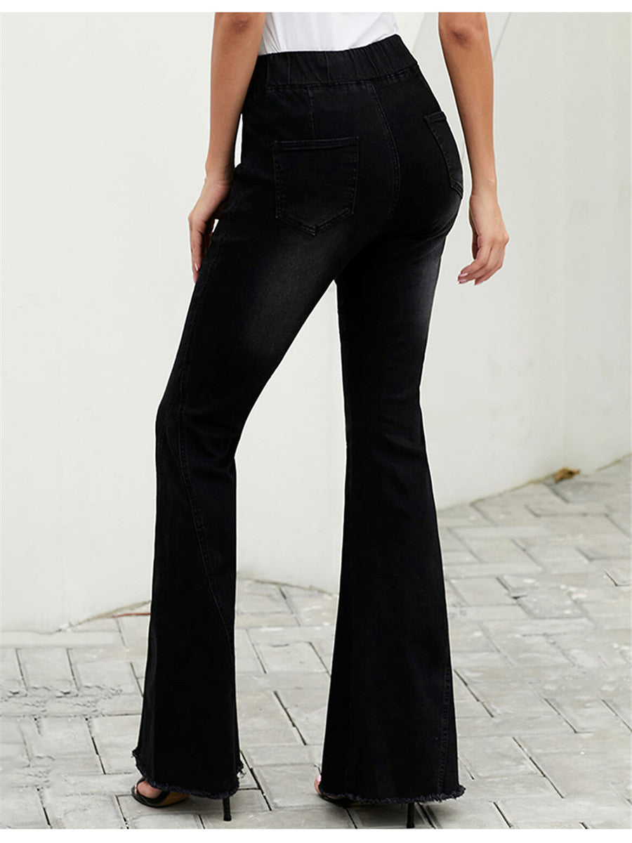 LONGBIDA Women Bell Bottoms Casual High Waist Fashion Vintage