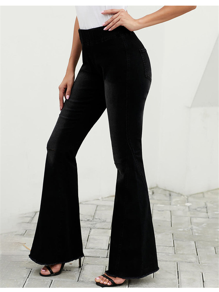 LONGBIDA Women Bell Bottoms Casual High Waist Fashion Vintage