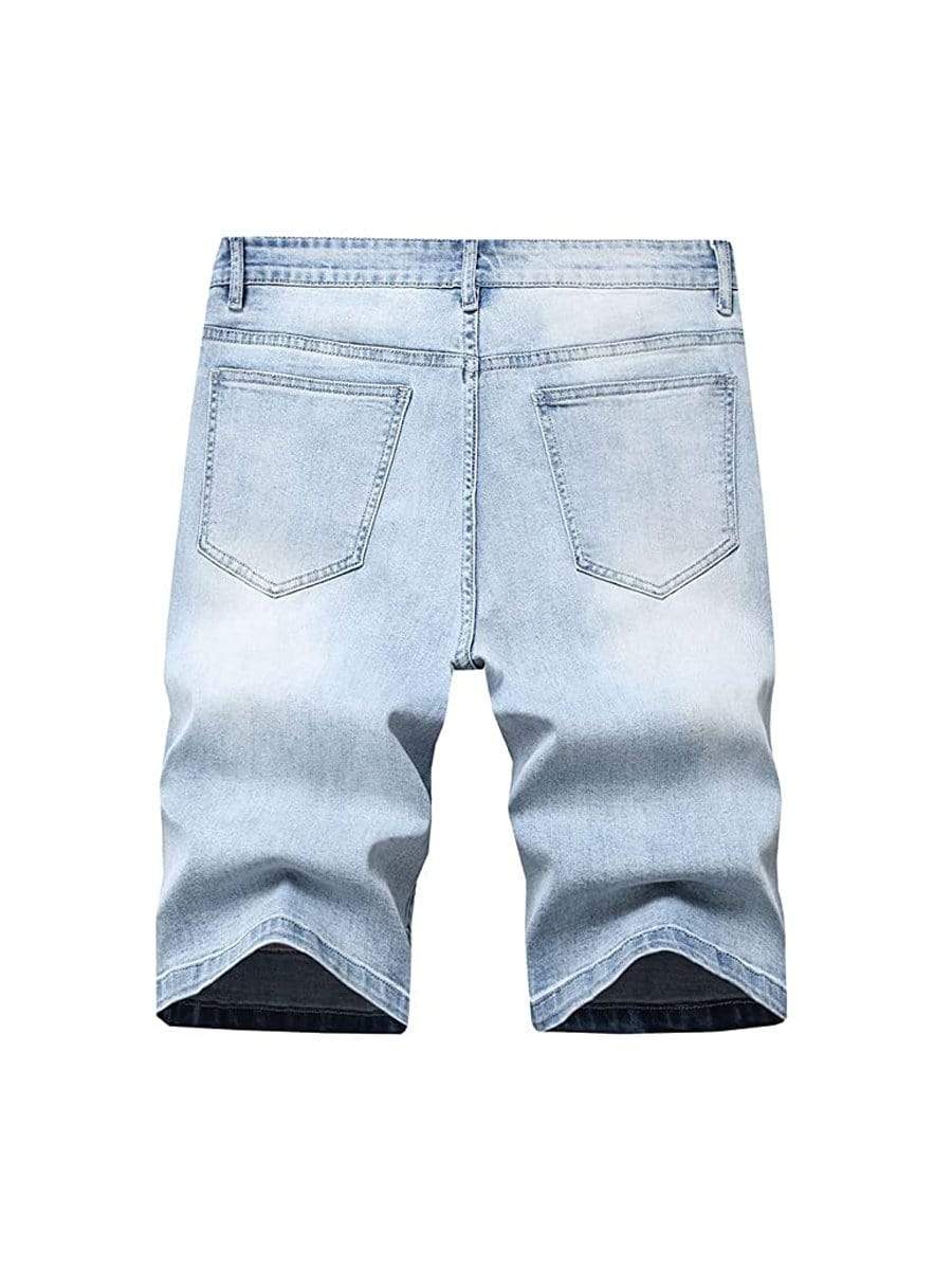 LONGBIDA Ripped Distressed Jeans Shorts Relaxed Fit Five Pocket For Men