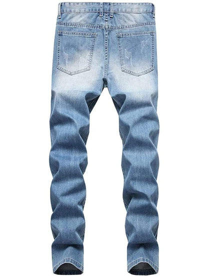 LONGBIDA Ripped Jeans Destroyed Straight Fit For Men