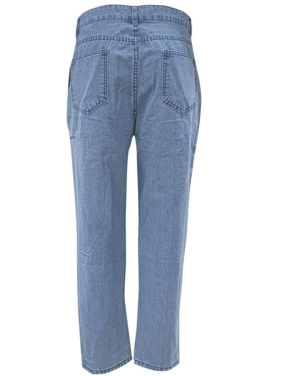 LONGBIDA Ripped Jeans Mom Stretch Hole Slim Pants Street Wear Low Rise For Women