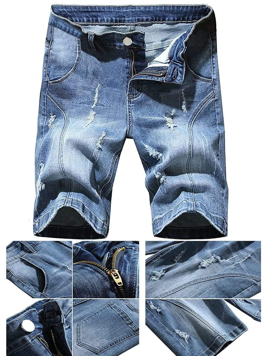 LONGBIDA Ripped Jeans Shorts Casual Summer Pants For Men