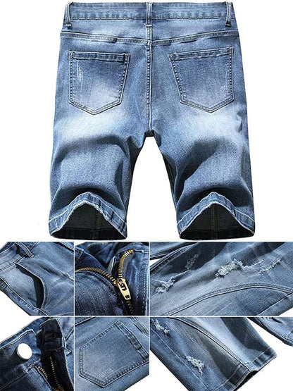 LONGBIDA Ripped Jeans Shorts Casual Summer Pants For Men