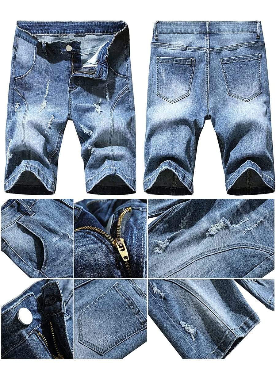 LONGBIDA Ripped Jeans Shorts Casual Summer Pants For Men