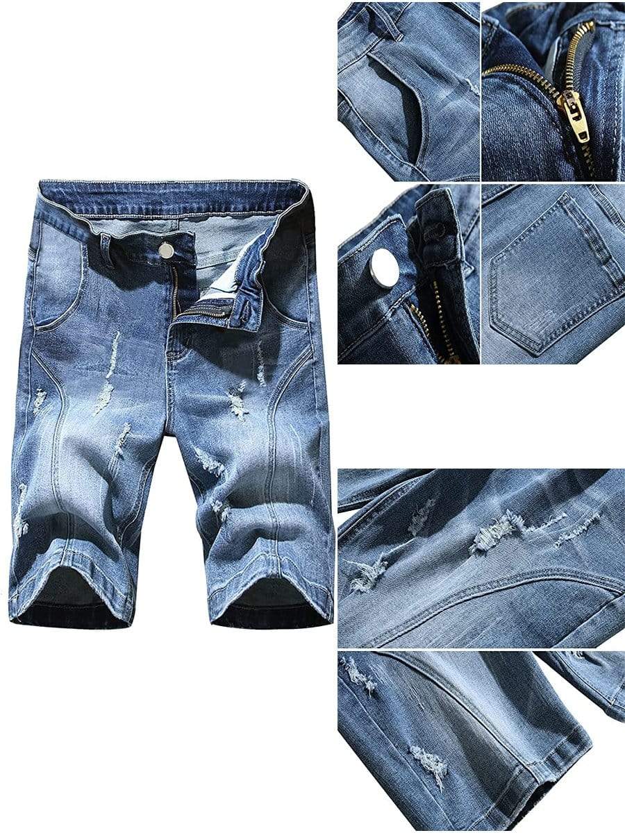 LONGBIDA Ripped Jeans Shorts Casual Summer Pants For Men