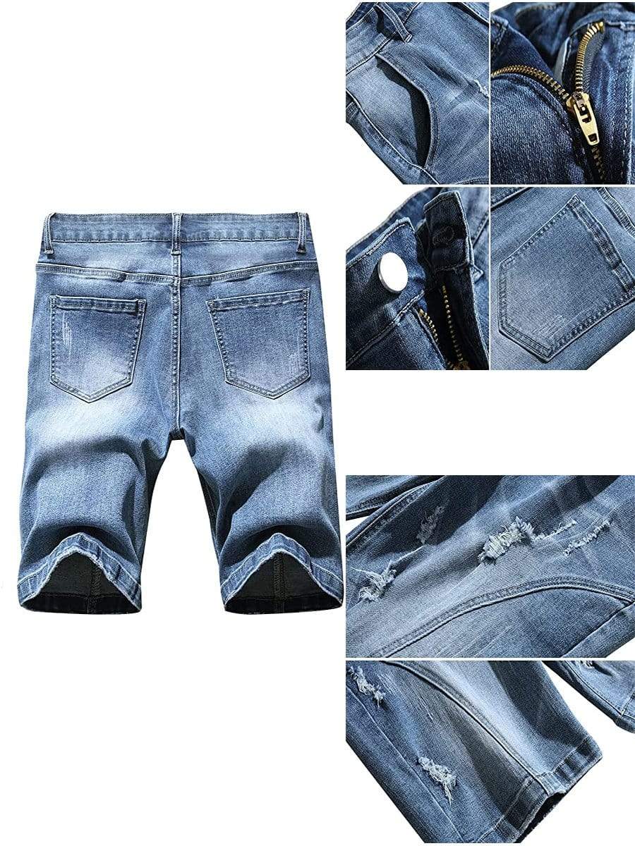 LONGBIDA Ripped Jeans Shorts Casual Summer Pants For Men