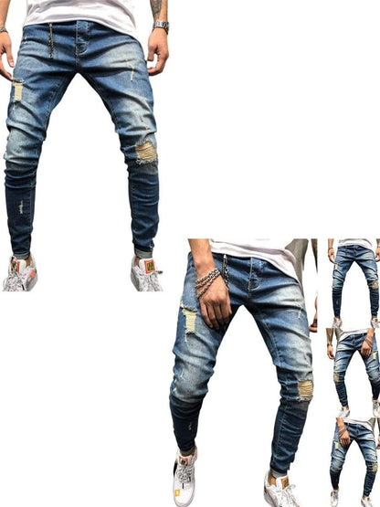 LONGBIDA Ripped Jeans Skinny Fashion Distressed Stretchy Trousers For Men