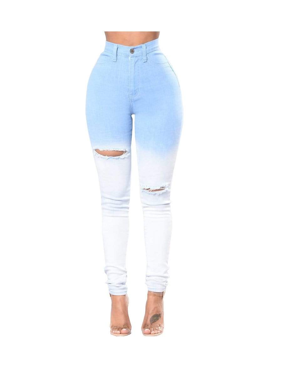 LONGBIDA Ripped Jeans Skinny Fashion High Waist For Women