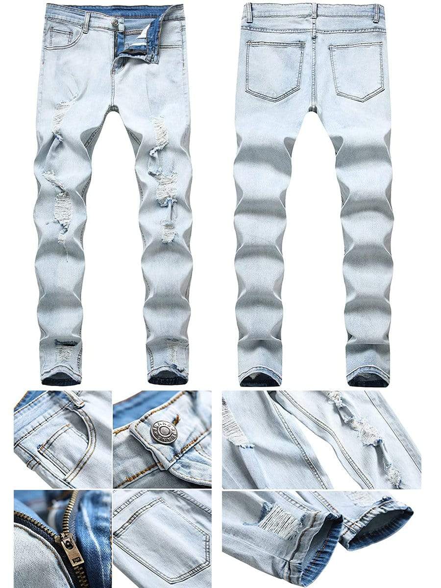 Mens Jeans Men Stylish Ripped Pants Biker Skinny Slim Straight Frayed Denim  Trousers New Fashion Skinny Jeans Men Clothes Y2303 From Nickyoung01, $21.9  | DHgate.Com