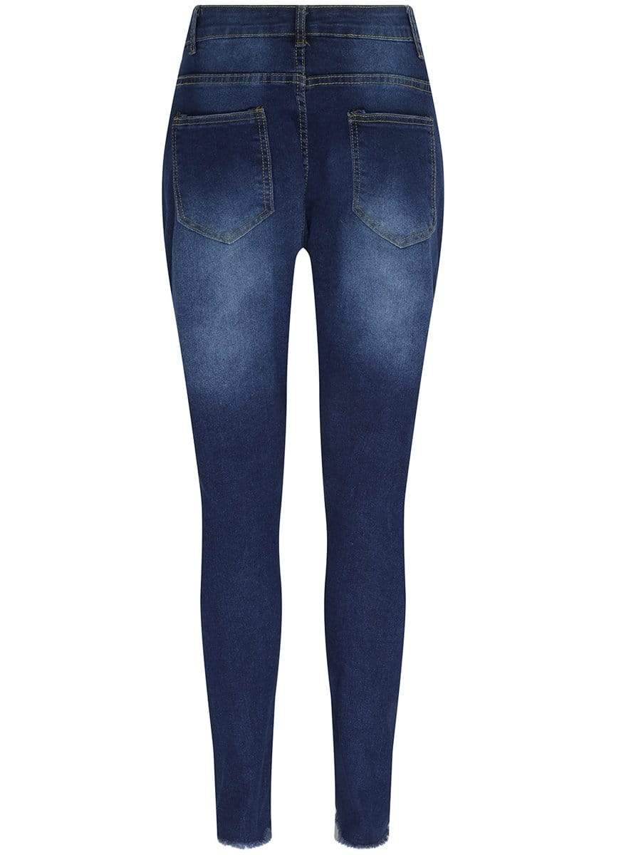 Women Cute Distressed Jeans Pencil Pants Stretch Skinny Jeans