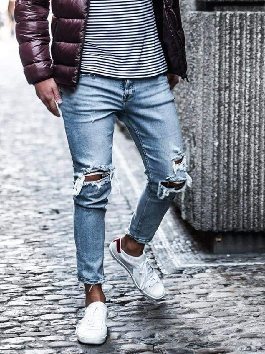 Ripped Skinny Jeans Mens: Slim Fit Ripped Jeans