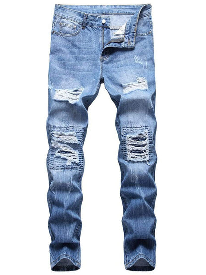 LONGBIDA Men's Ripped Street Stretch Jeans