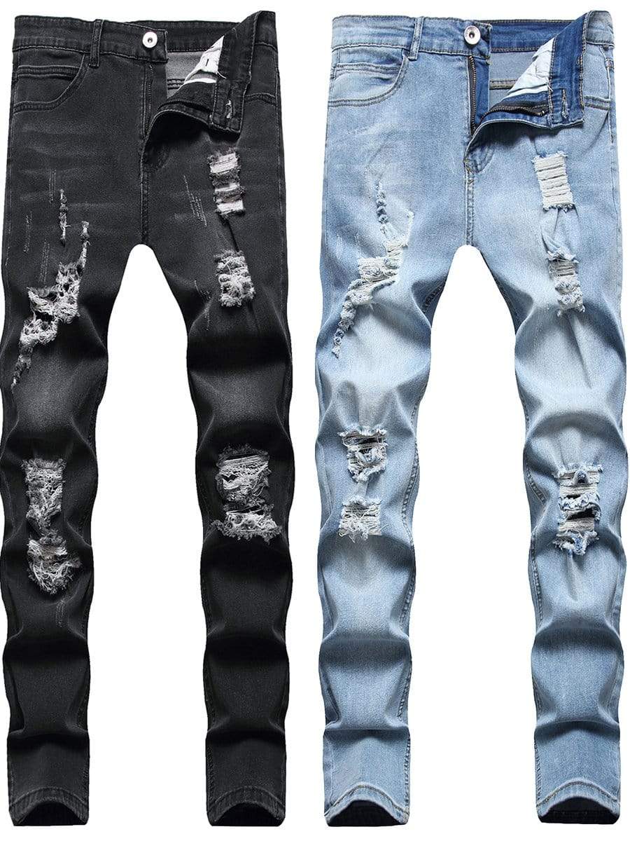 LONGBIDA Ripped Jeans Sweatpants Sexy Casual Trousers For Men