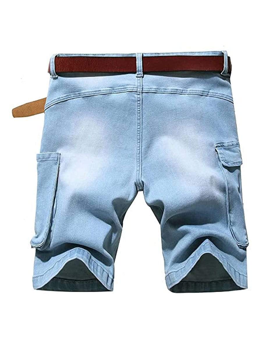 LONGBIDA Ripped Shorts Jeans Summer Casual Destroyed Pants Stretch Cargo For Men